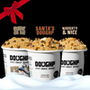 Close up shot of Doughp's holiday 3-pack including Santa's Doughp, Naughty and Nice, and Ride or Die flavors
